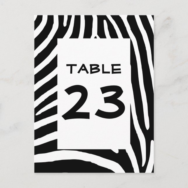 Zebra Print Table Number (Front)