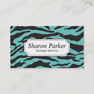Zebra Print   Teal Business Card