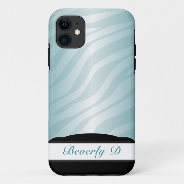 Zebra Print Teal Fusion personalized iPhone 5 Case (Back)