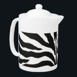 Zebra Print Teapot<br><div class="desc">Medium white Porcelain teapot with an image of black and white zebra print. See matching candy jar,  espresso cup,  flask,  mug,  pitcher,  paper plate and coasters. See the entire Safari Teapot collection in the FOOD/BEV | Dishes section.</div>