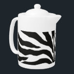 Zebra Print Teapot<br><div class="desc">Medium white Porcelain teapot with an image of black and white zebra print. See matching candy jar, espresso cup, flask, mug, pitcher, paper plate and coasters. See the entire Safari Teapot collection in the FOOD/BEV | Dishes section.</div>