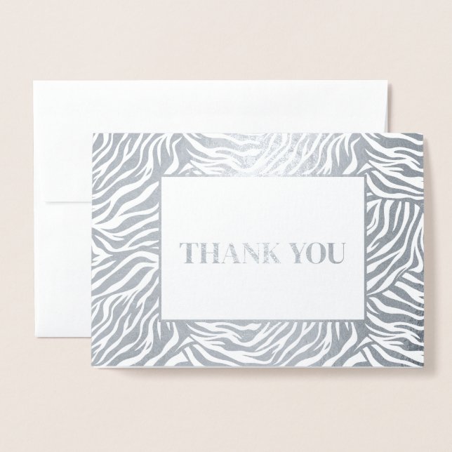 Zebra Print Thank You Foil Card (Front With Envelope)