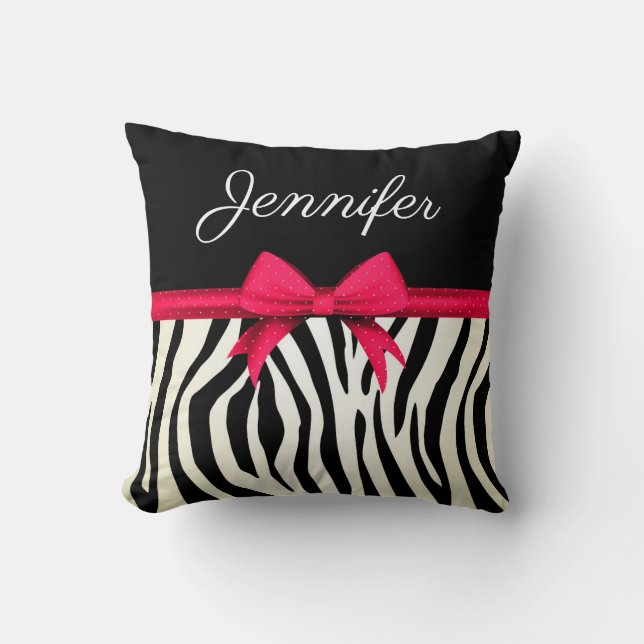 Zebra Print Throw Pillow (Front)