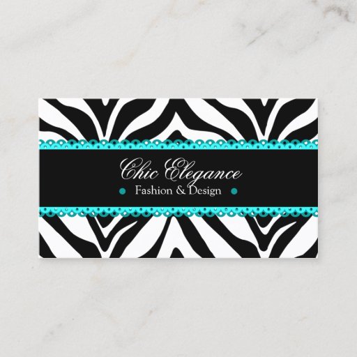 Customizable Zebra Print &amp; Turquoise Lace Elegant Business Card