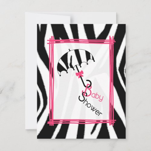 Zebra Print Umbrella Baby Shower Invitation