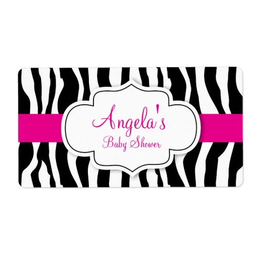 Zebra Print Water Bottle Labels