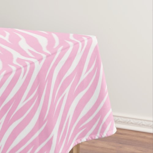 Zebra Print White Light Pink Trendy Cute Pattern Tablecloth