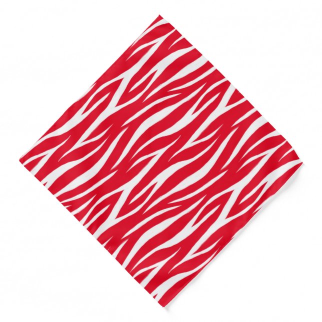 Zebra Print White Red Cute Modern Xmas Pattern Bandana (Front)