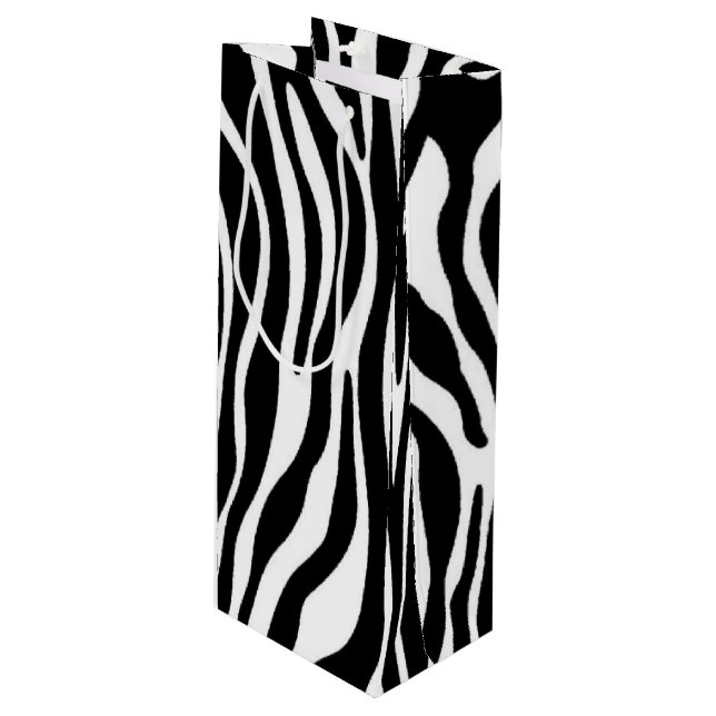 Zebra Print Wine Gift Bag (Front Angled)