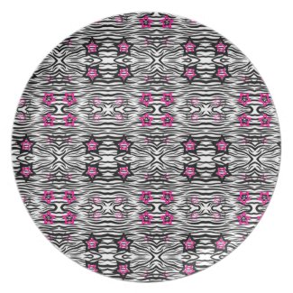 Zebra Print With Pink Stars - 80s Rock Plate