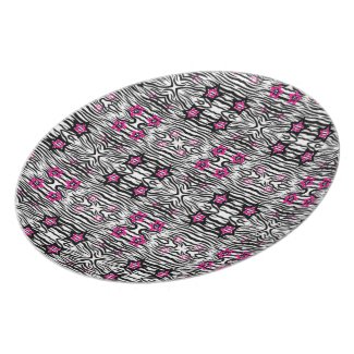 Zebra Print With Pink Stars - 80s Rock Plate