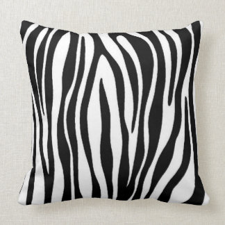 Zebra Print with Solid Black Back Throw Pillow