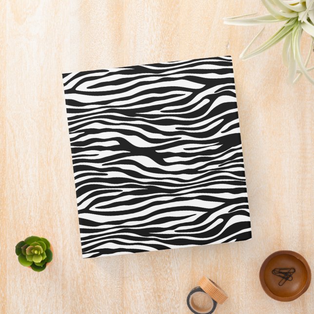 Zebra Print, Zebra Stripes, Black And White 3 Ring Binder (In Situ)