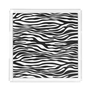 Zebra Print, Zebra Stripes, Black And White Acrylic Tray