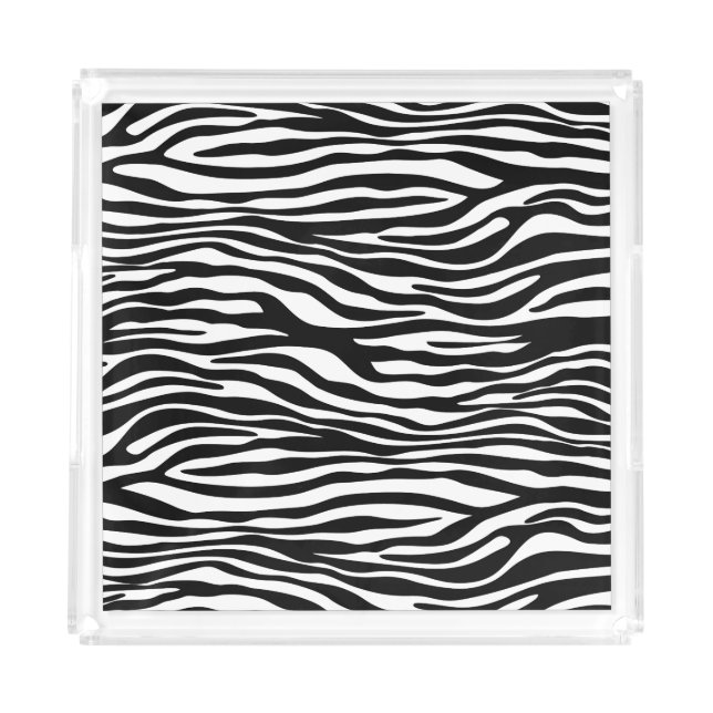 Zebra Print, Zebra Stripes, Black And White Acrylic Tray (Front)