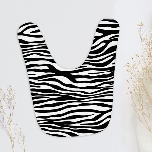 Zebra Print Zebra Stripes Black And White Baby Bib