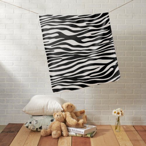 Zebra Print Zebra Stripes Black And White Baby Blanket