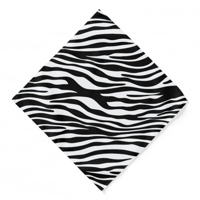 Zebra Print, Zebra Stripes, Black And White Bandana (Front)