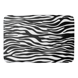 Zebra Print, Zebra Stripes, Black And White Bath Mat