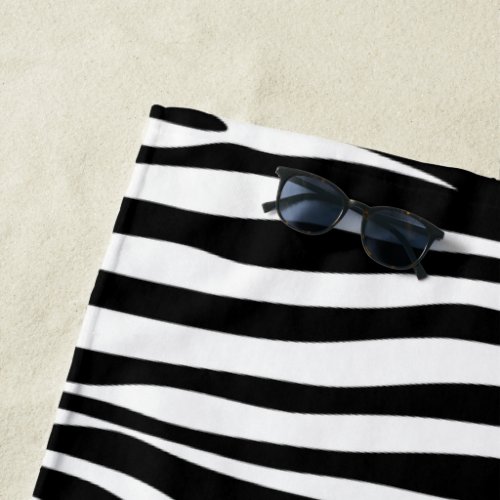 Zebra Print Zebra Stripes Black And White Beach Towel