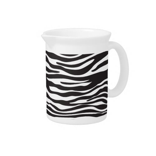 Zebra Print Zebra Stripes Black And White Beverage Pitcher