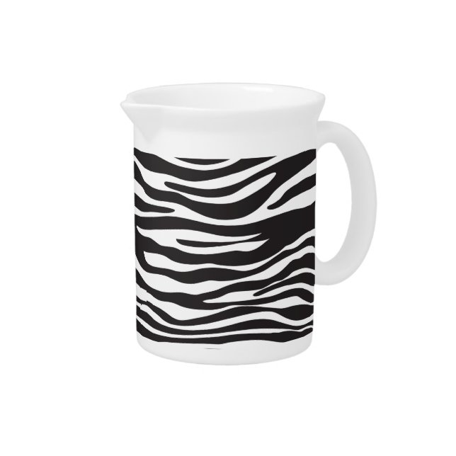 Zebra Print, Zebra Stripes, Black And White Beverage Pitcher (Right)