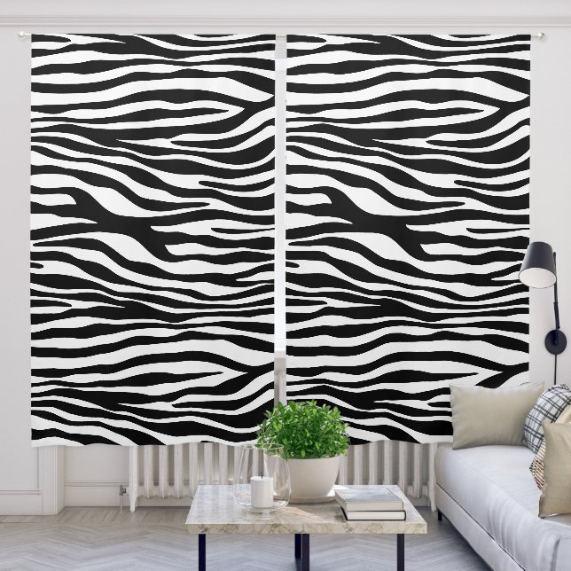 Zebra Print, Zebra Stripes, Black And White Blackout Curtains (Living Room)