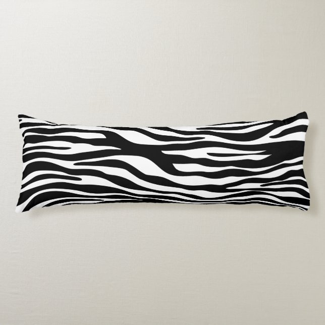 Zebra Print, Zebra Stripes, Black And White Body Pillow (Front)