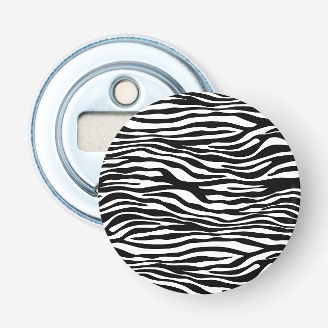 Zebra Print, Zebra Stripes, Black And White Bottle Opener (Front)