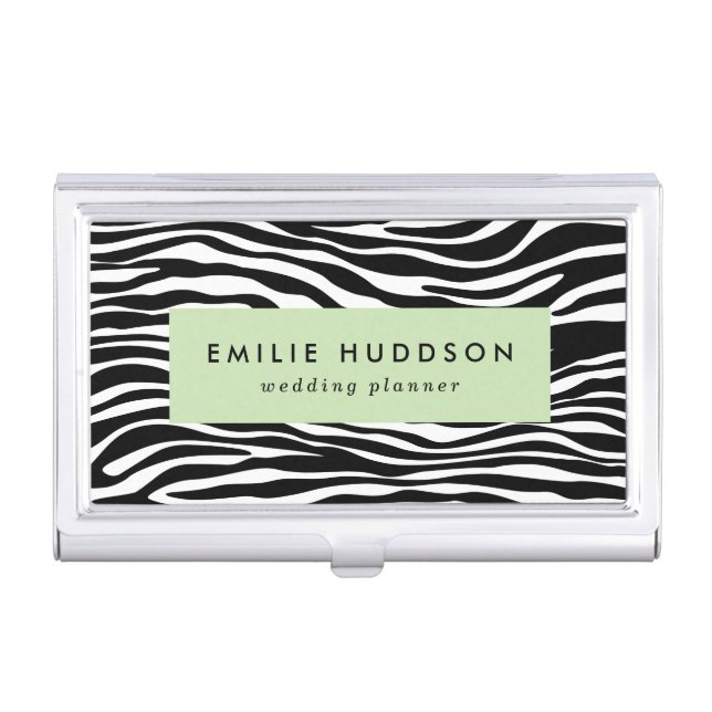 Zebra Print, Zebra Stripes, Black And White Business Card Case (Front)