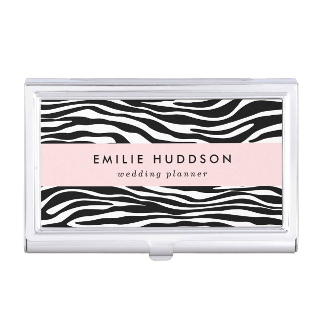 Zebra Print, Zebra Stripes, Black And White Business Card Case (Front)