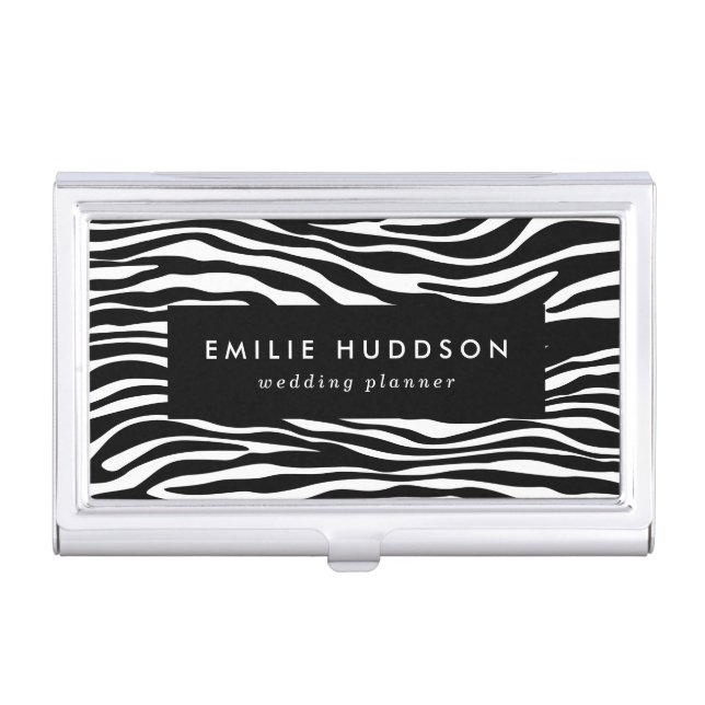 Zebra Print, Zebra Stripes, Black And White Business Card Case (Front)