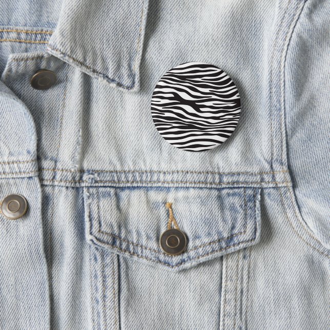 Zebra Print, Zebra Stripes, Black And White Button (In Situ)