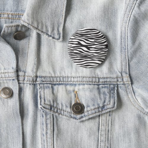 Zebra Print Zebra Stripes Black And White Button