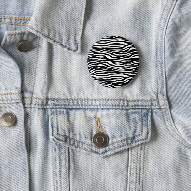 Zebra Print, Zebra Stripes, Black And White Button (In Situ)