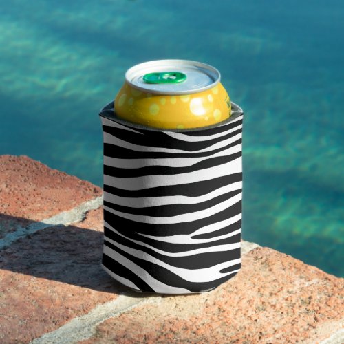 Zebra Print Zebra Stripes Black And White Can Cooler