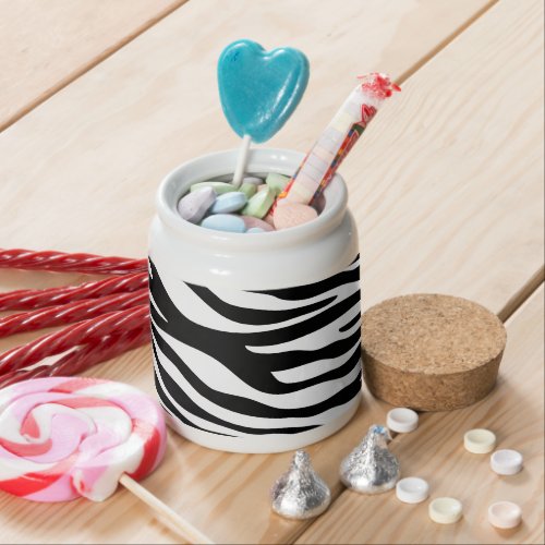 Zebra Print Zebra Stripes Black And White Candy Jar