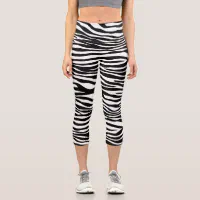 Black and white zebra print Capri Leggings - Mommy and me clothing - Womens leggings - High waist orders leggings - Colorful leggings