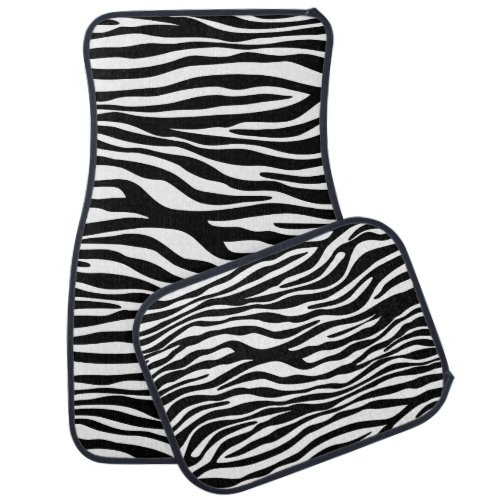 Zebra Print Zebra Stripes Black And White Car Floor Mat