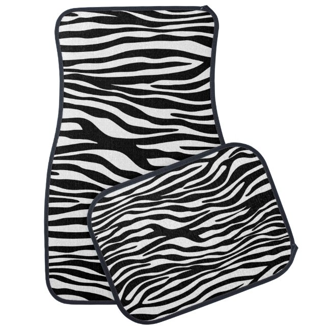Zebra Print, Zebra Stripes, Black And White Car Floor Mat (Set)