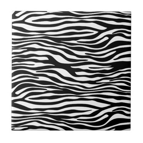 Zebra Print Zebra Stripes Black And White Ceramic Tile