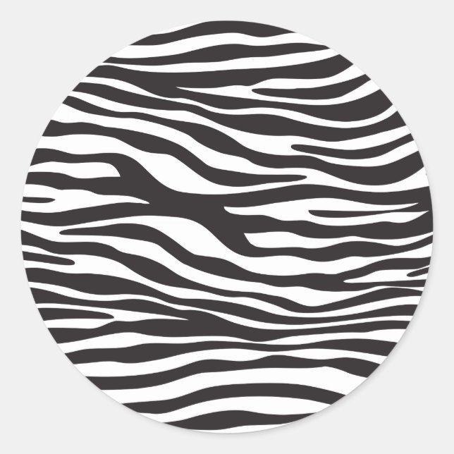 Zebra Print, Zebra Stripes, Black And White Classic Round Sticker (Front)