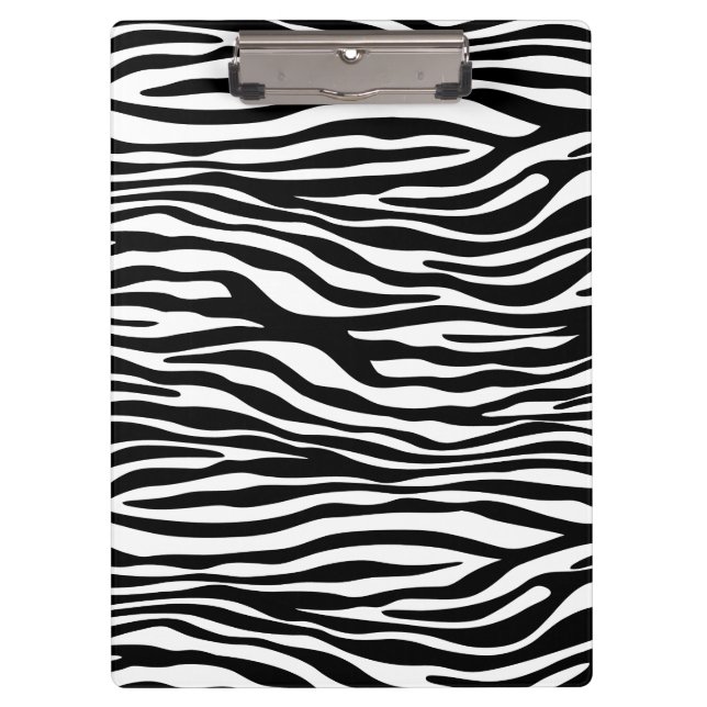 Zebra Print, Zebra Stripes, Black And White Clipboard (Front)