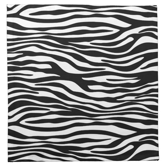 Zebra Print, Zebra Stripes, Black And White Cloth Napkin (Front)