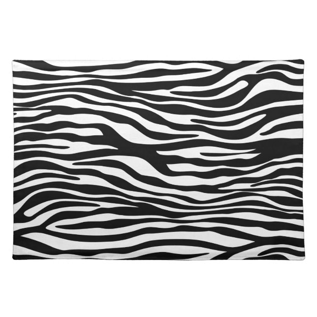 Zebra Print, Zebra Stripes, Black And White Cloth Placemat (Front)