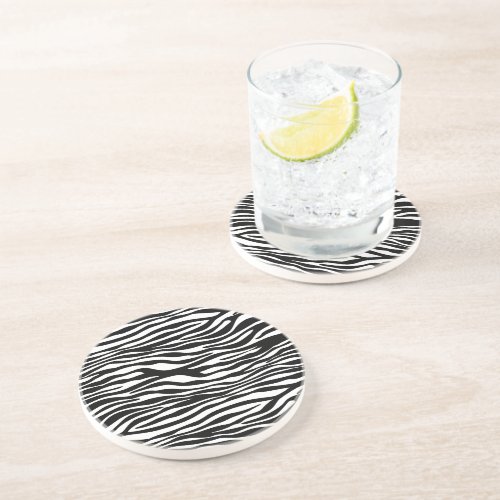 Zebra Print Zebra Stripes Black And White Coaster