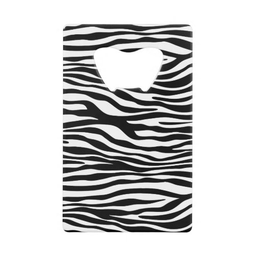 Zebra Print Zebra Stripes Black And White Credit Card Bottle Opener