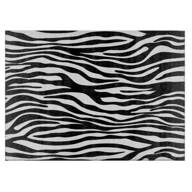 Zebra Print, Zebra Stripes, Black And White Cutting Board (Front)
