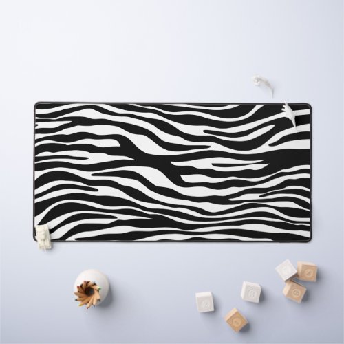 Zebra Print Zebra Stripes Black And White Desk Mat