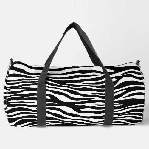 Zebra Print Zebra Stripes Black And White Duffle Bag